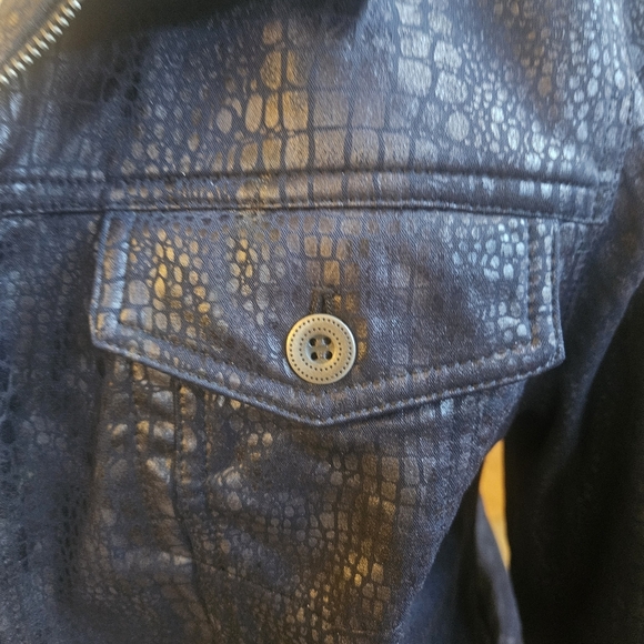 Ruby Rd. Black Croc-Embossed Leather Jacket - Picture 5 of 5